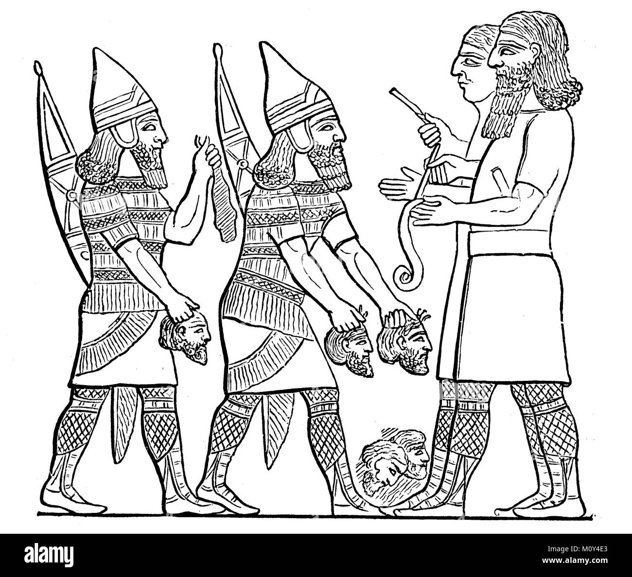 Recensement de l'Assyrien les morts, du palais de Ashurbanipalreliefs, bibliothèque d'Assurbanipal, partie de l'Assyrie, archives de l'état d'un fichier numérique de l'amélioration de l'impression d'origine 19. siècle Banque D'Images