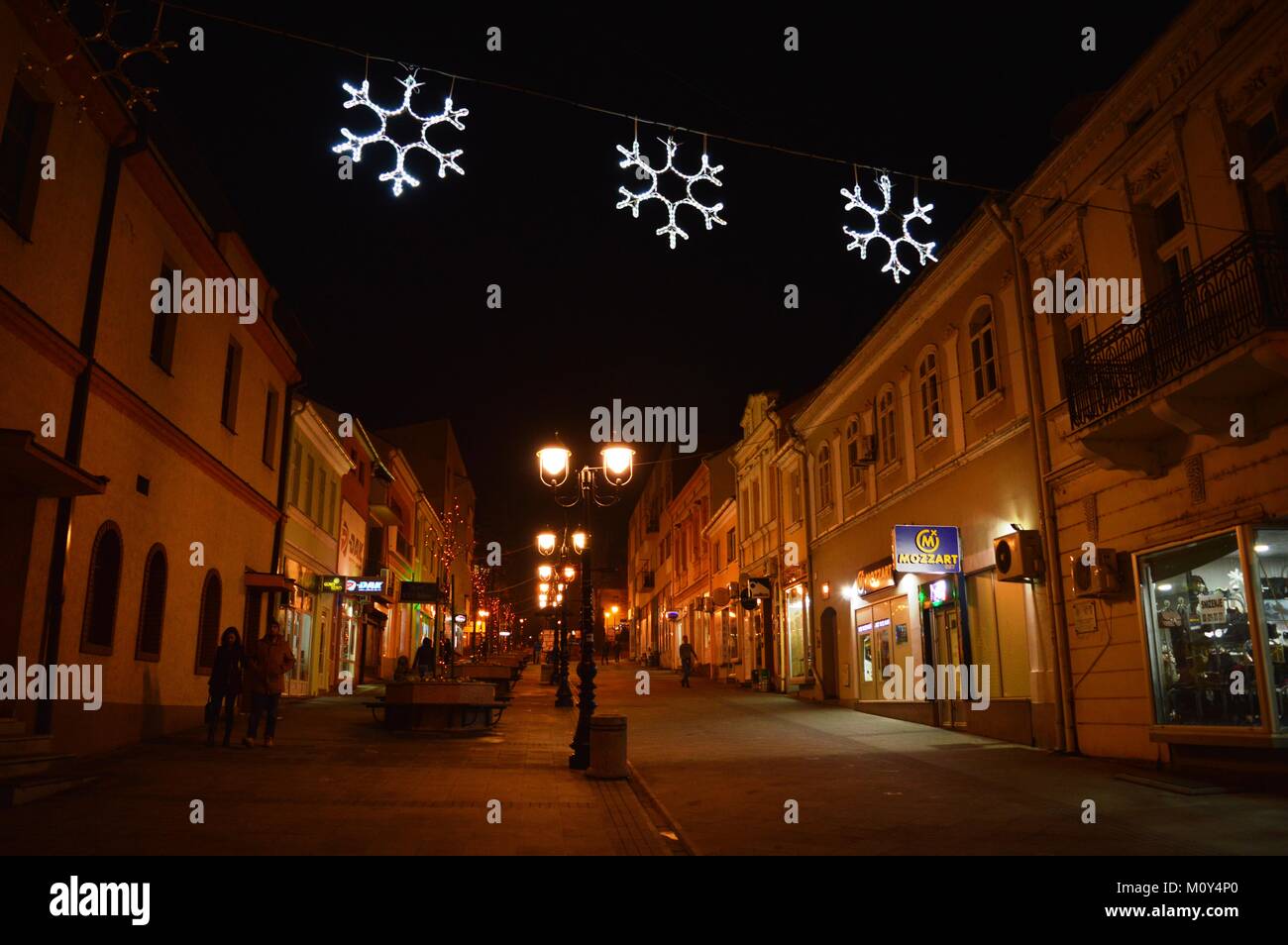 City street at night Banque D'Images