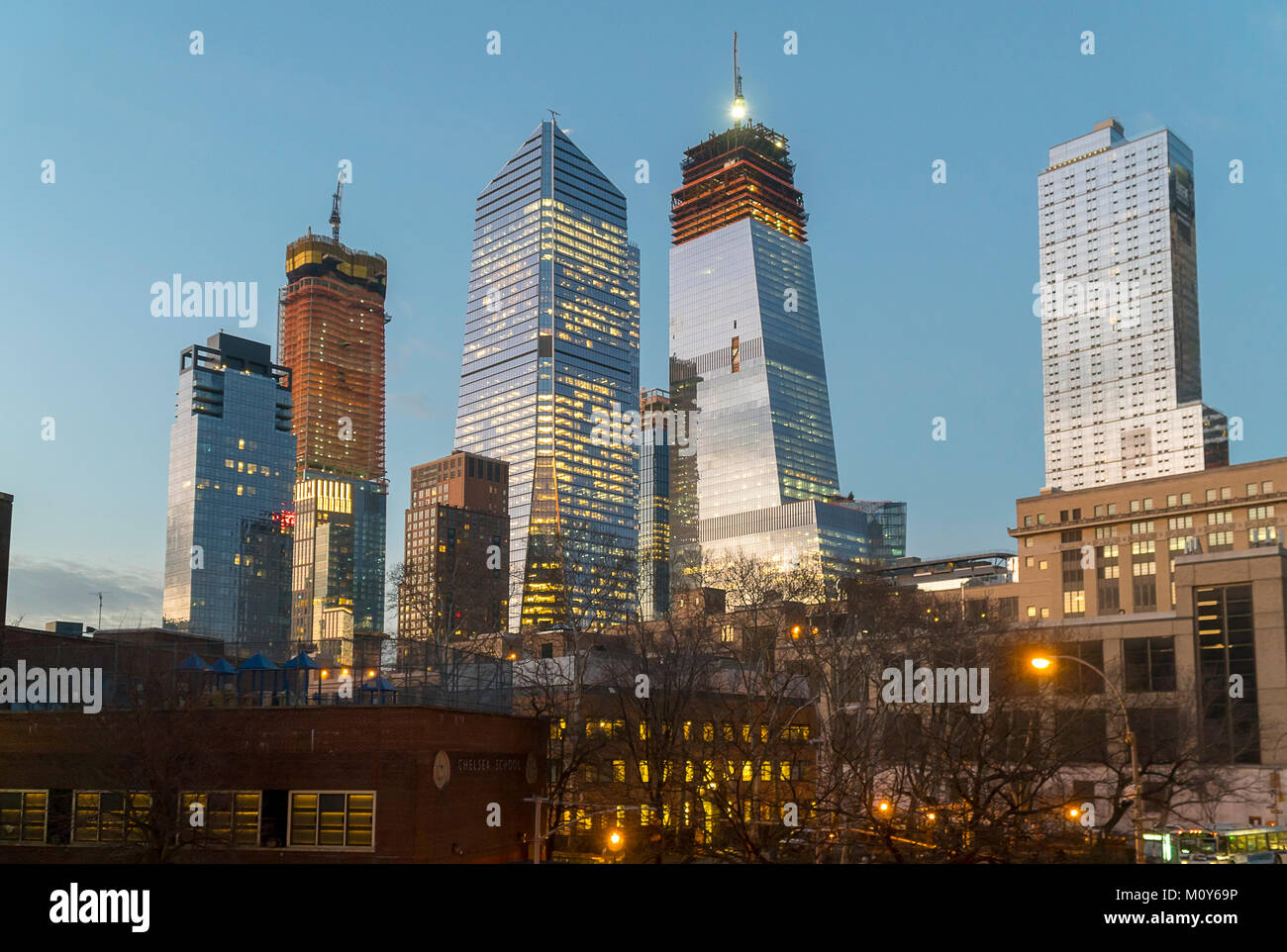 Hudson 10 yards, centre, et d'autres développement d'Hudson Yards à New York le vendredi 19 janvier 2018. (Â© Richard B. Levine) Banque D'Images