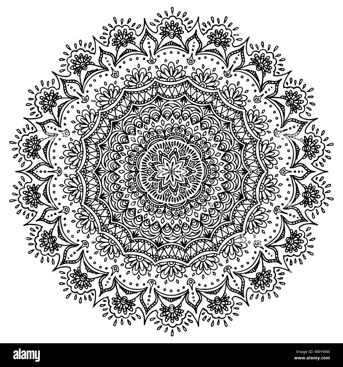 Ornement isolé Mandala. Des motifs floraux vecteur dentelle. Illustration de Vecteur