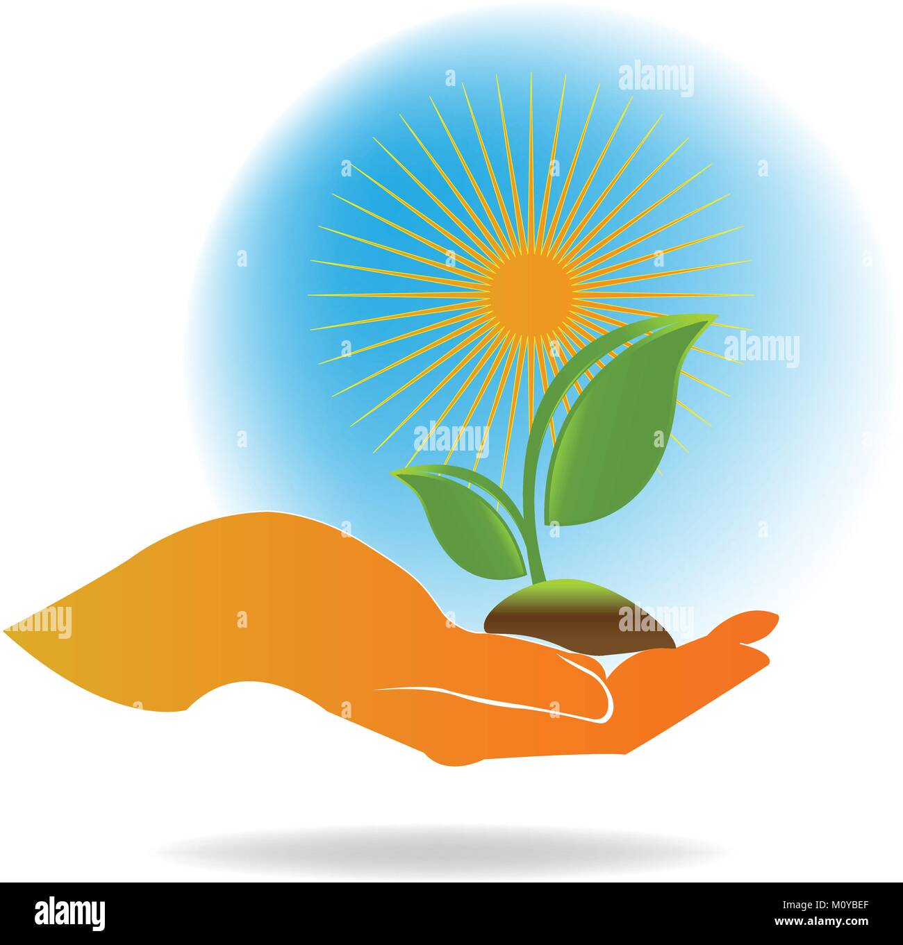 Usine de soins des mains , logo vector ecology concept Illustration de Vecteur