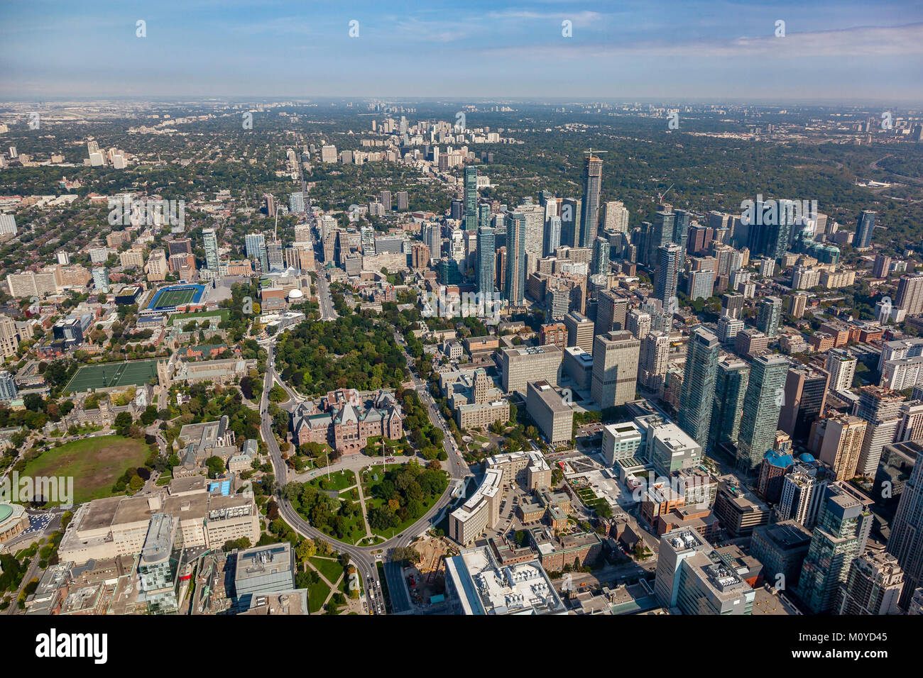 Vue aérienne de Queens Park et Université de Toronto. Banque D'Images