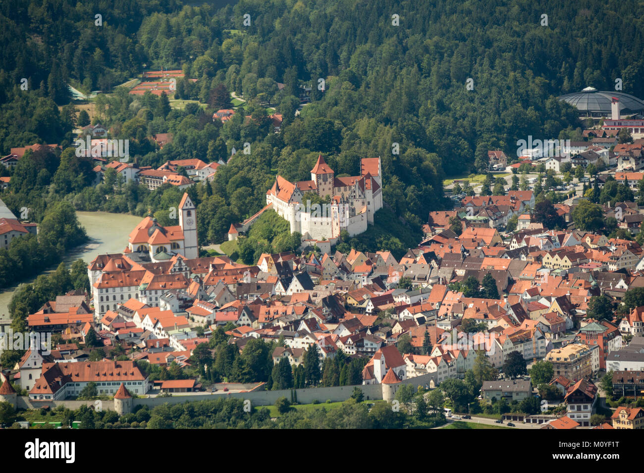 Vue aérienne de Schwangau, Bavière, Allemagne Banque D'Images