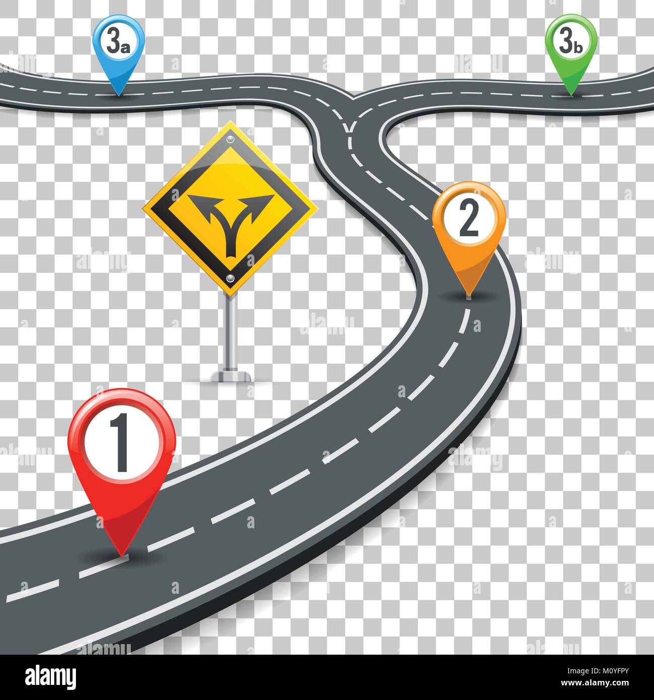 Route de montage avec l'axe de communication Infographies Illustration de Vecteur