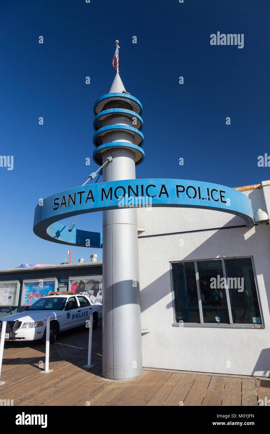 La police de Santa Monica Pier sous-station, California, United States Banque D'Images