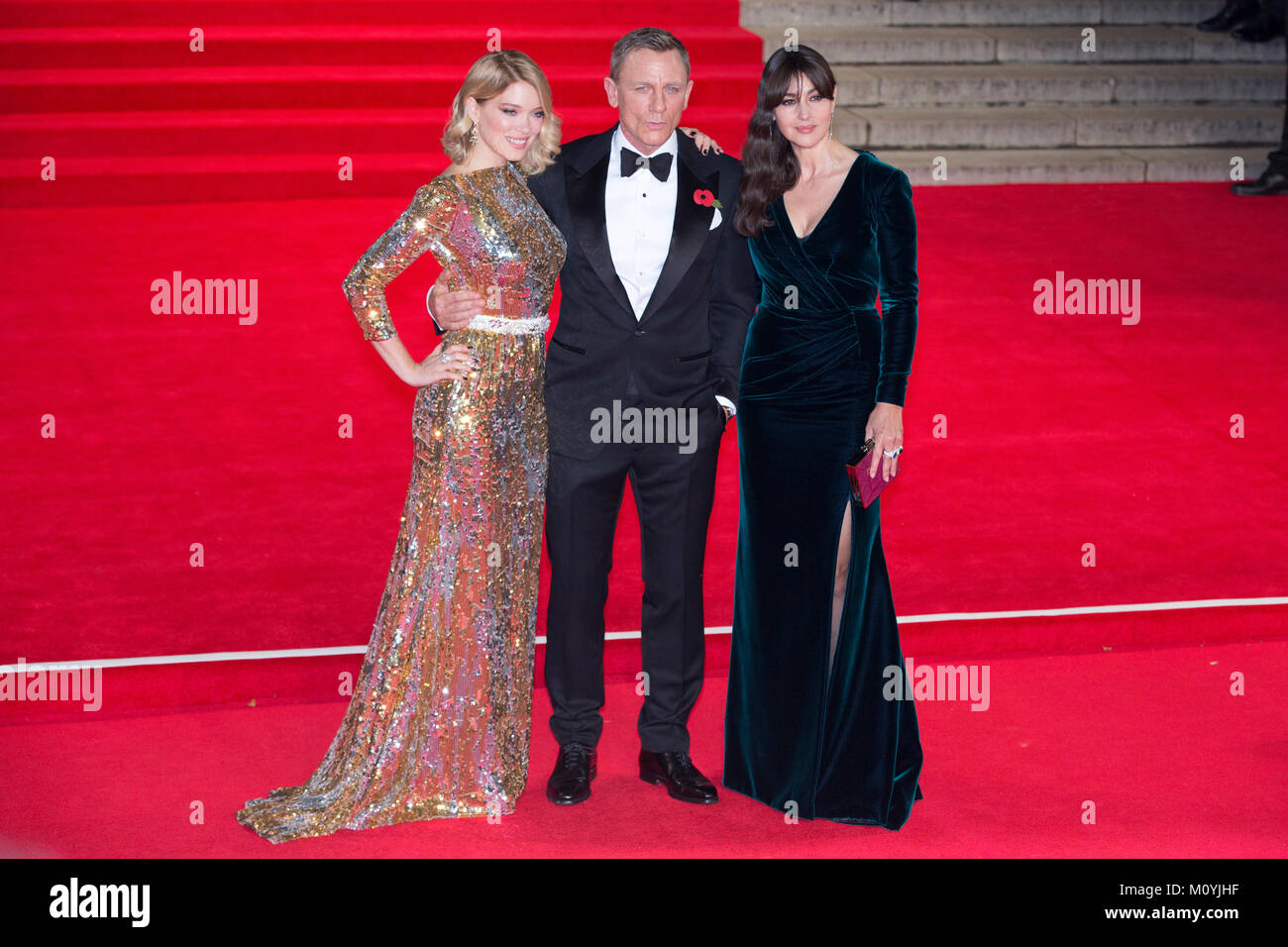 Londres, Royaume-Uni, 26 octobre 2015, Lea Seydoux, Daniel Craig, Monica Bellucci, première mondiale de 'Stinger' au Royal Albert Hall. Mariusz Goslicki/Alamy Banque D'Images