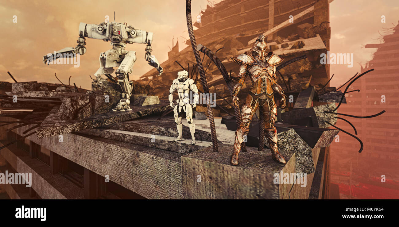 Comité permanent sur l'immeuble délabré des robots Banque D'Images