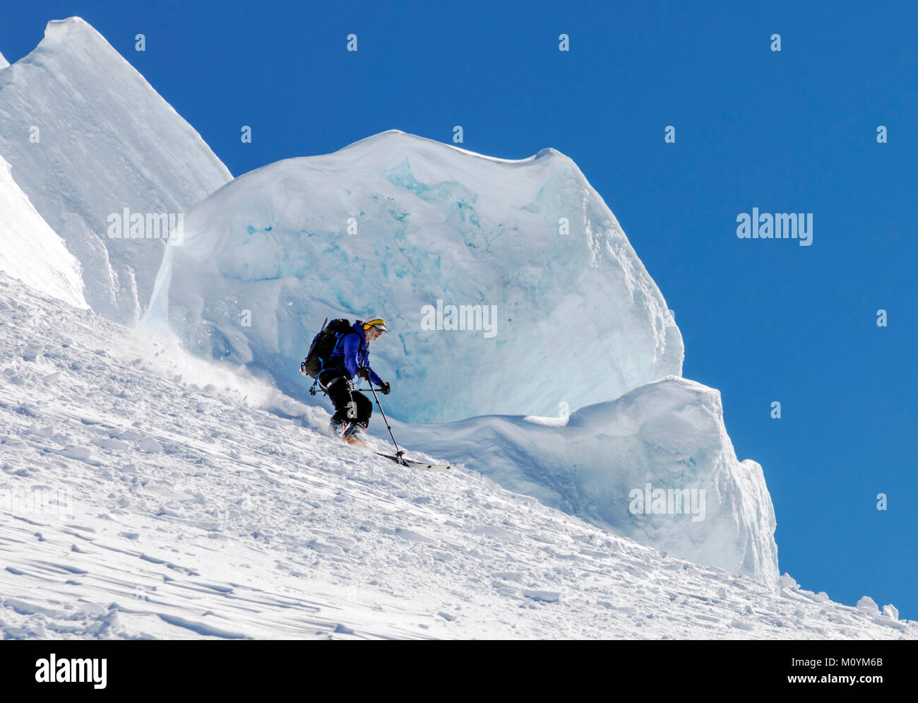 Ski alpin ski alpinisme alpin ; Île Nansen l'Antarctique ; Banque D'Images