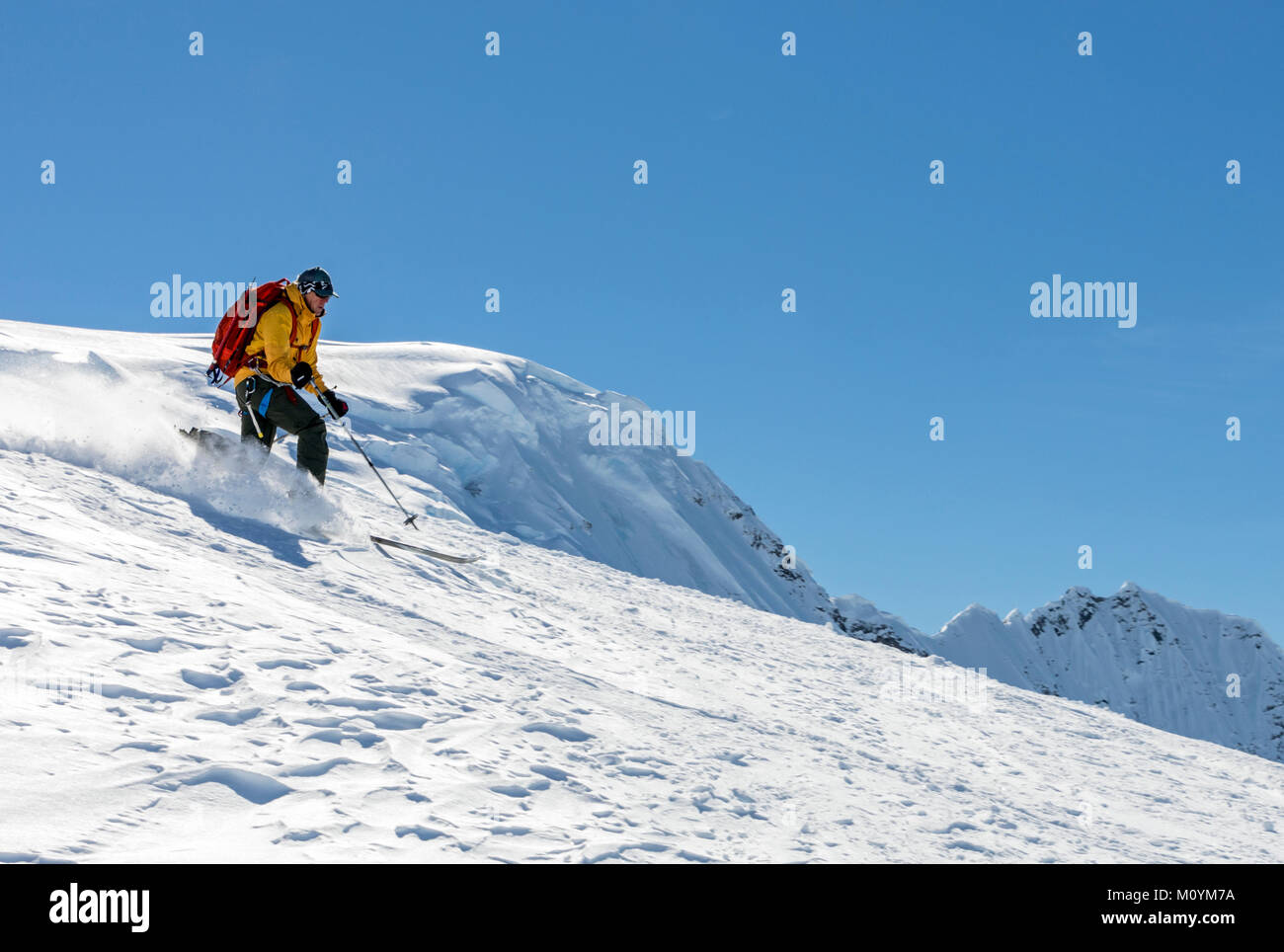 Ski alpin ski de télémark ; Île Nansen l'Antarctique ; Banque D'Images