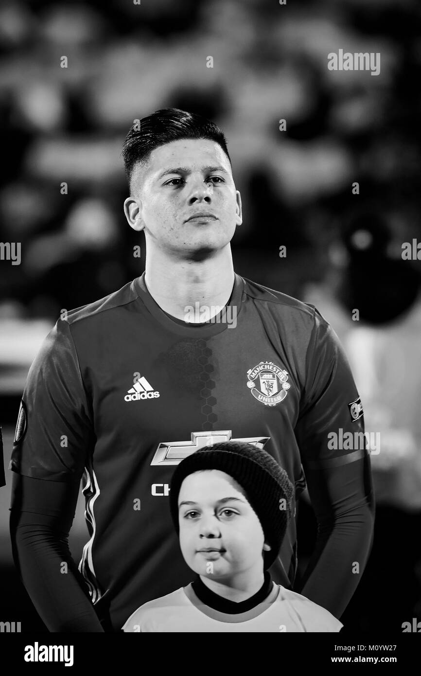 Marcos Rojo dans match 1/8 de finale de la Ligue Europa entre 'FC Rostov" et "Manchester United", 09 mars 2017 à Rostov-sur-Don, en Russie. Banque D'Images