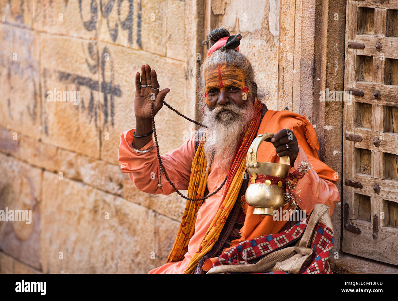 Baba, l'errance sadhu, Jaisalmer, Rajasthan, India Banque D'Images