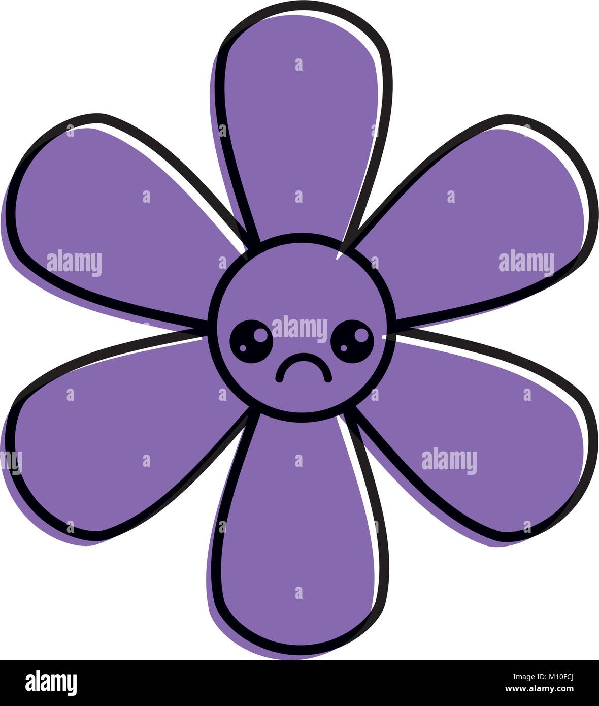 Purpleflower kawaii cartoon icône botanique Illustration de Vecteur