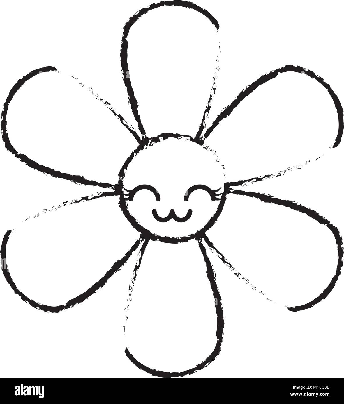 Fleur orange kawaii cartoon icône botanique Illustration de Vecteur