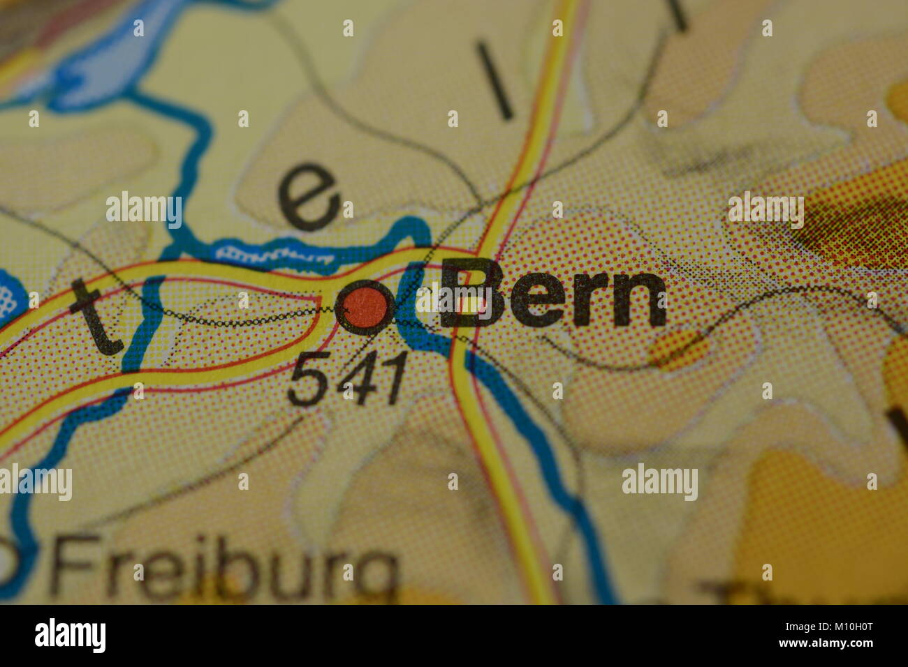 Le nom de la ville de Berne, en Suisse, sur la carte Banque D'Images