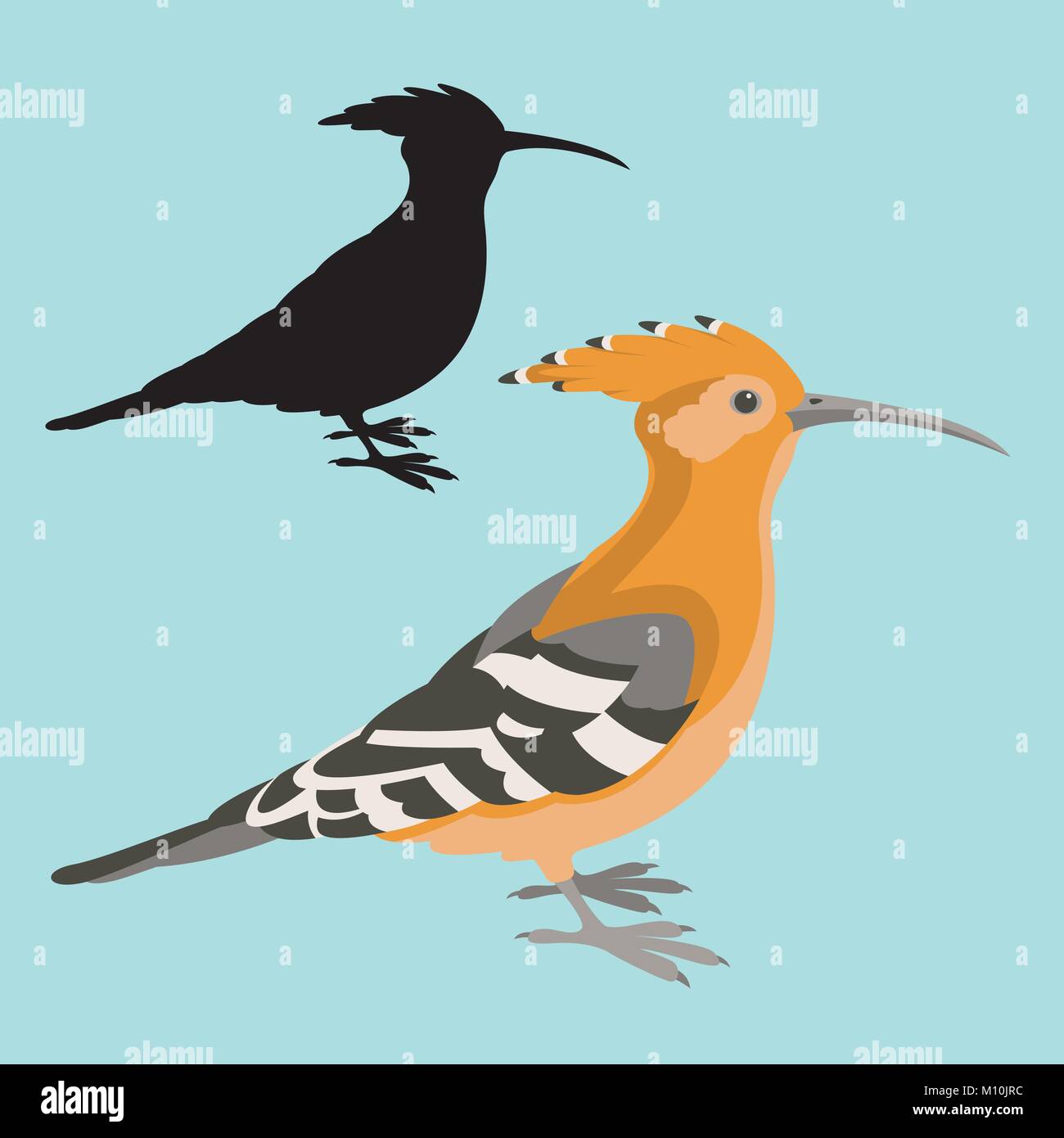 Illustration vecteur oiseau huppe noire style plat silhouette Vue de profil Illustration de Vecteur