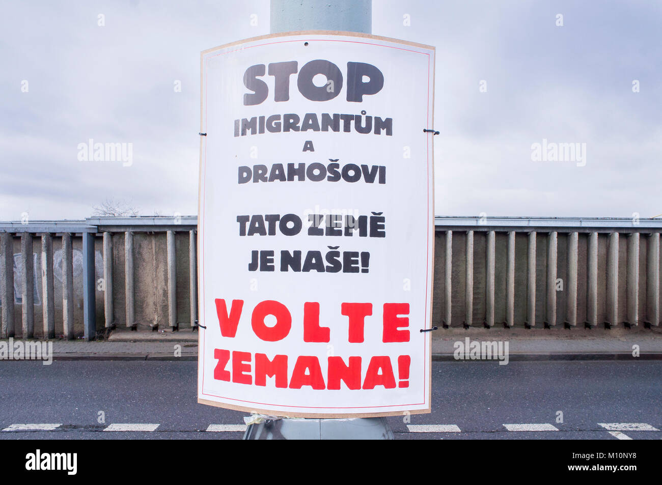 Poster, pré-campagne électorale pour le président Zeman réélection en 2018 Banque D'Images