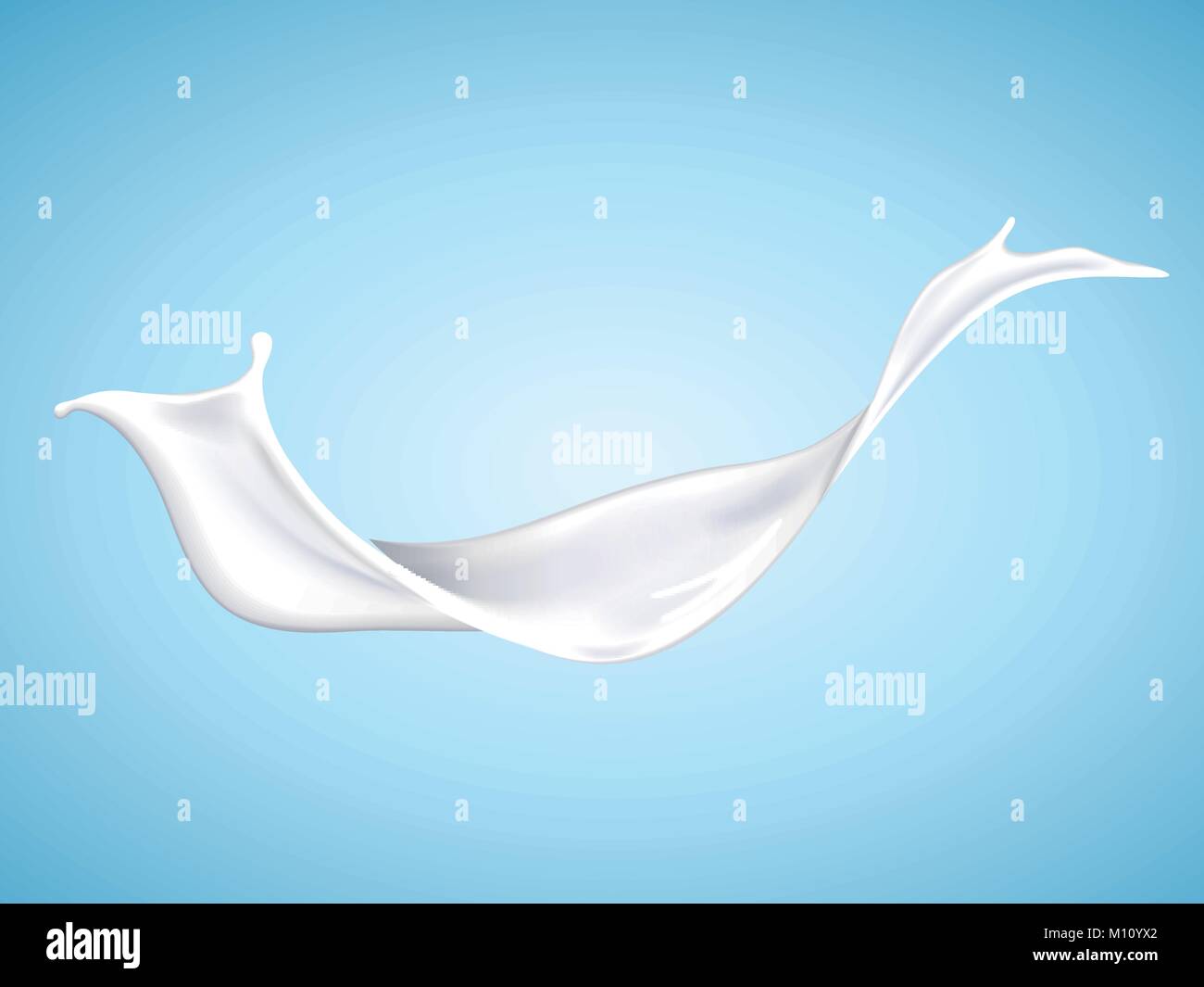 La texture de la crème ou du lait, libre de regarder splash flottent dans l'air liquide isolé sur fond bleu clair en 3d illustration Illustration de Vecteur