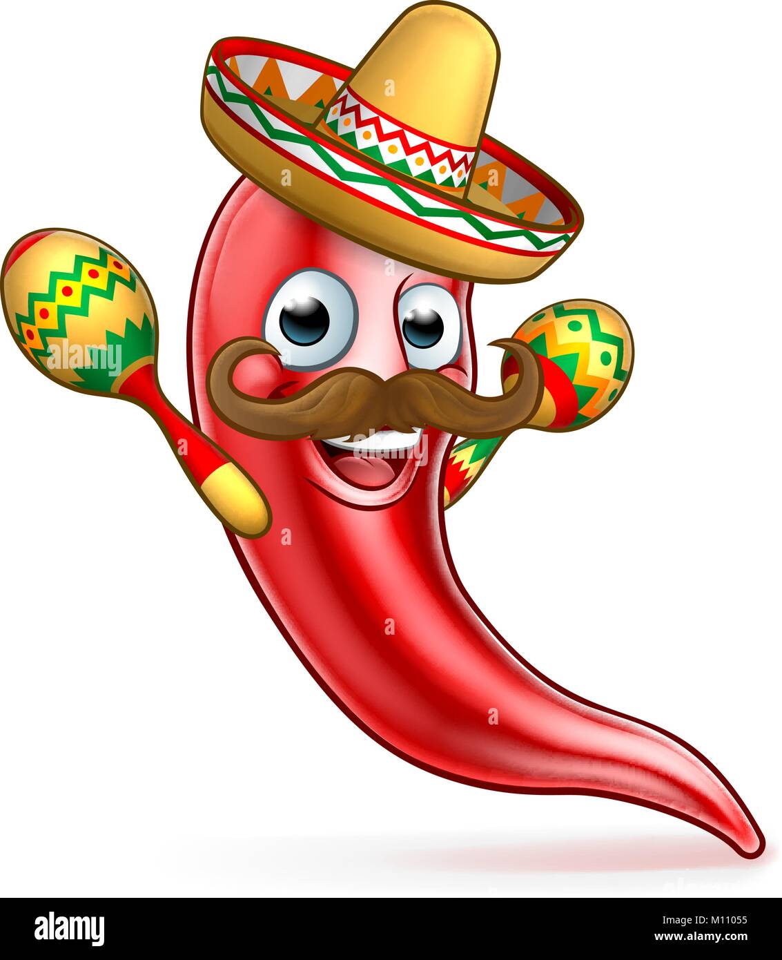 Poivron Rouge épicé Mexican Cartoon Mascot Illustration de Vecteur