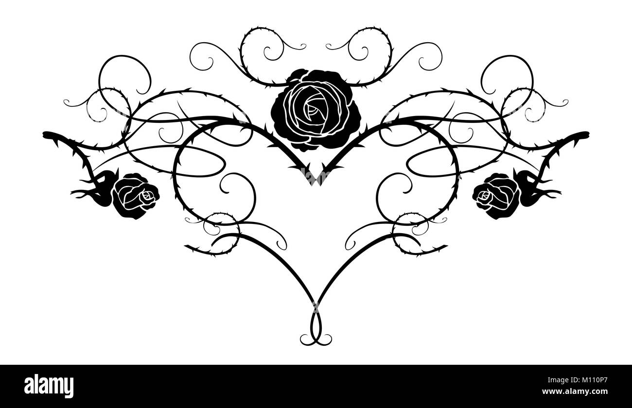 Fleur tatouage noir Illustration de Vecteur