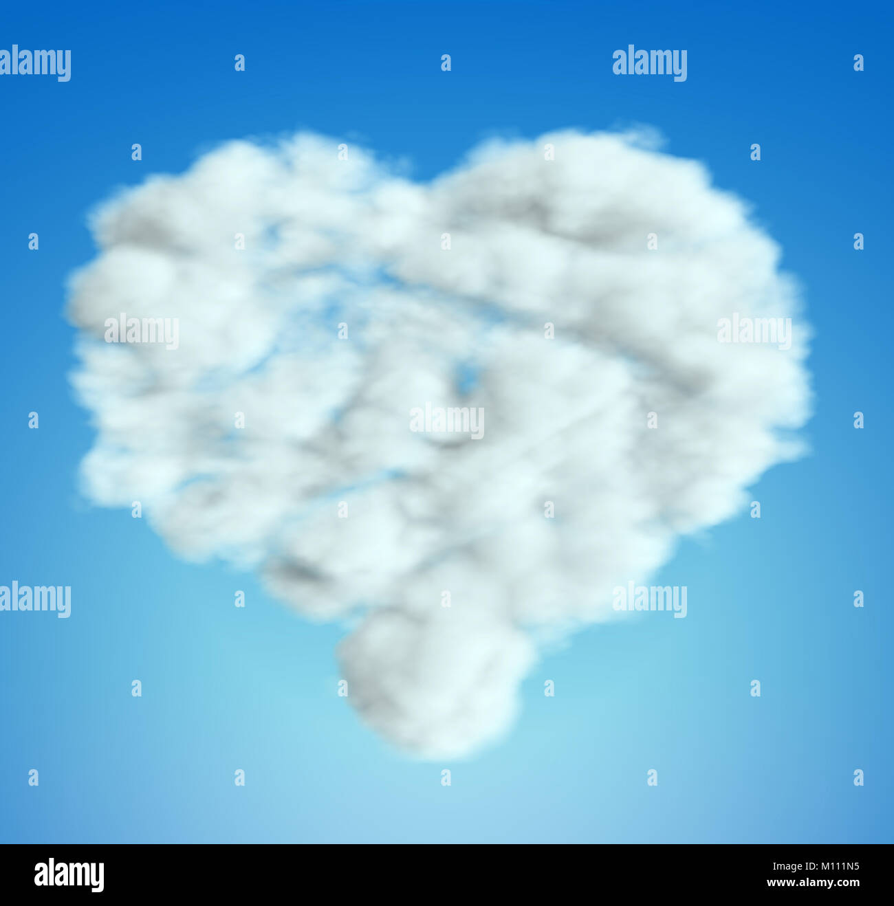 Forme de coeur nuage ciel bleu plus floue (composition) Banque D'Images