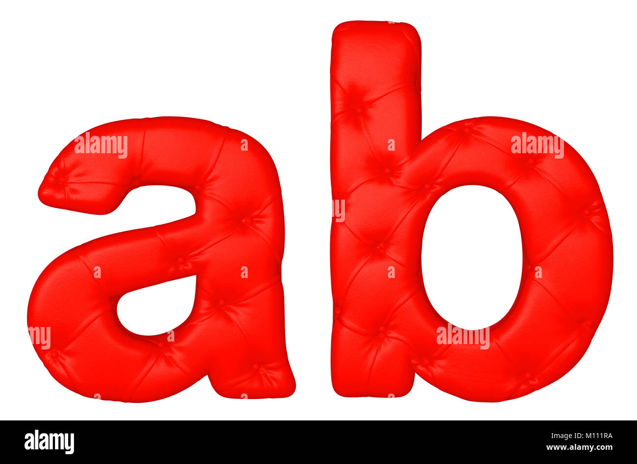 En cuir rouge de luxe font un B lettres isolated on white Banque D'Images