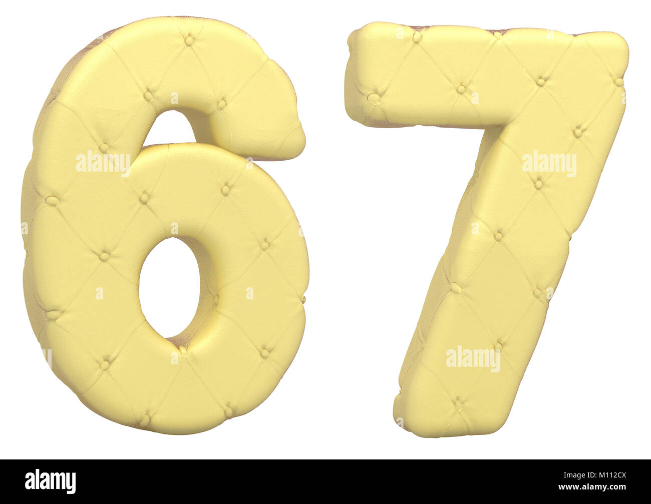Cuir souple de luxe font 67 chiffres isolated over white Banque D'Images