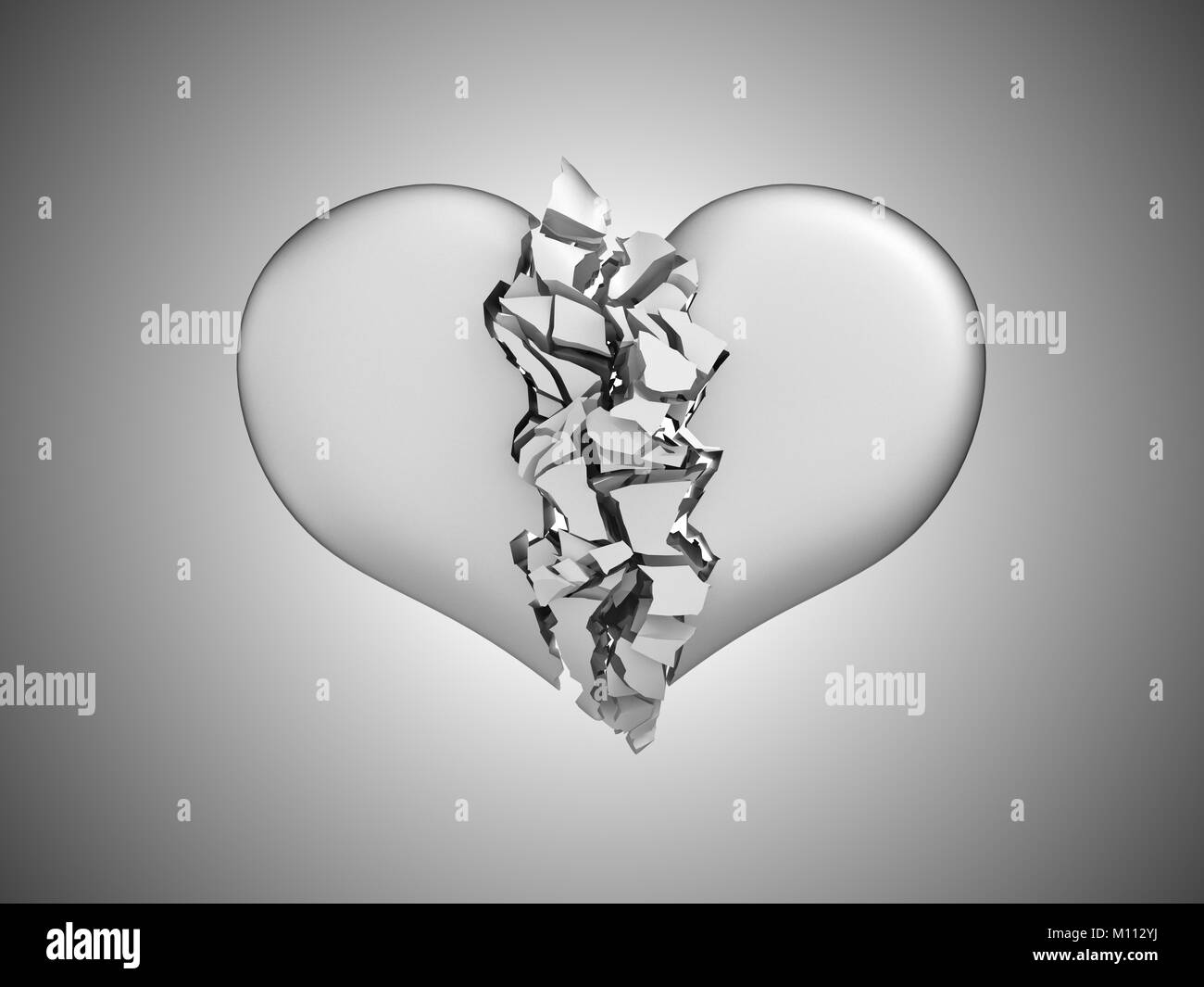 Le Divorce Et La Mort Cœur Brise Sur Fond Gris Photo Stock Alamy