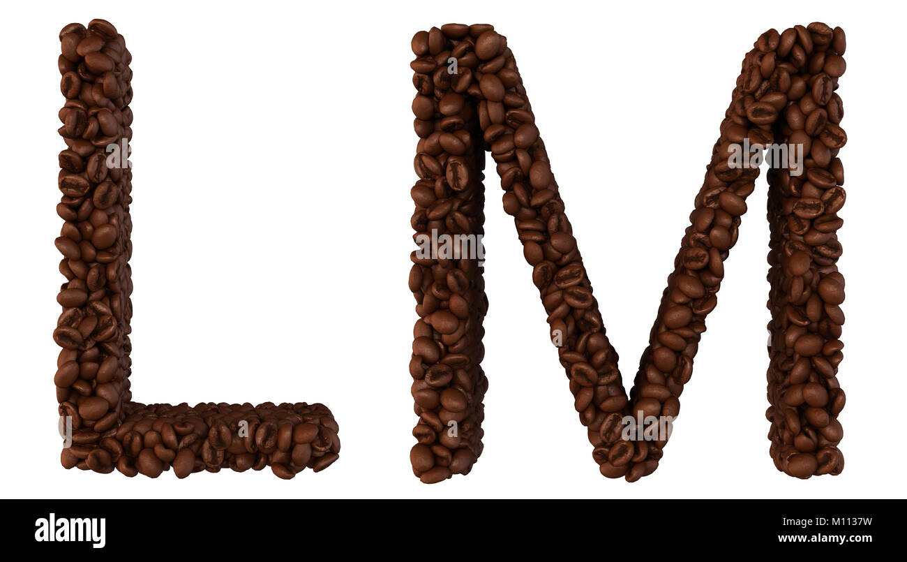 Coffee L et M lettres isolated over white Banque D'Images