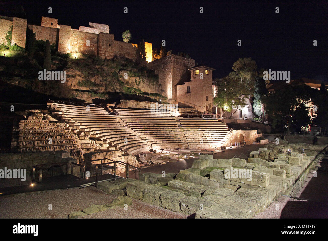 Teatro Romano de la Calle Alcazabilla.Théâtre romain l'Alcazaba Malaga Banque D'Images