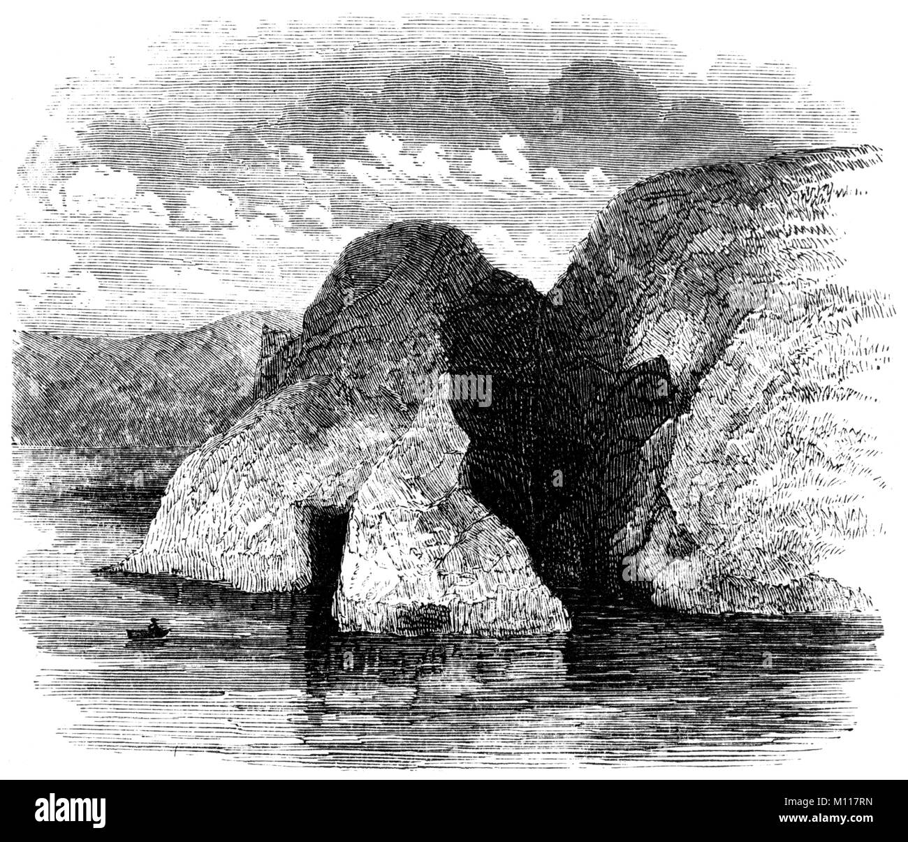 Veldzes nams de Mouton caverne sur la côte de Sark de randonnées parmi les îles de la Manche 'par un naturaliste', Richard Ellis, 1854 Banque D'Images