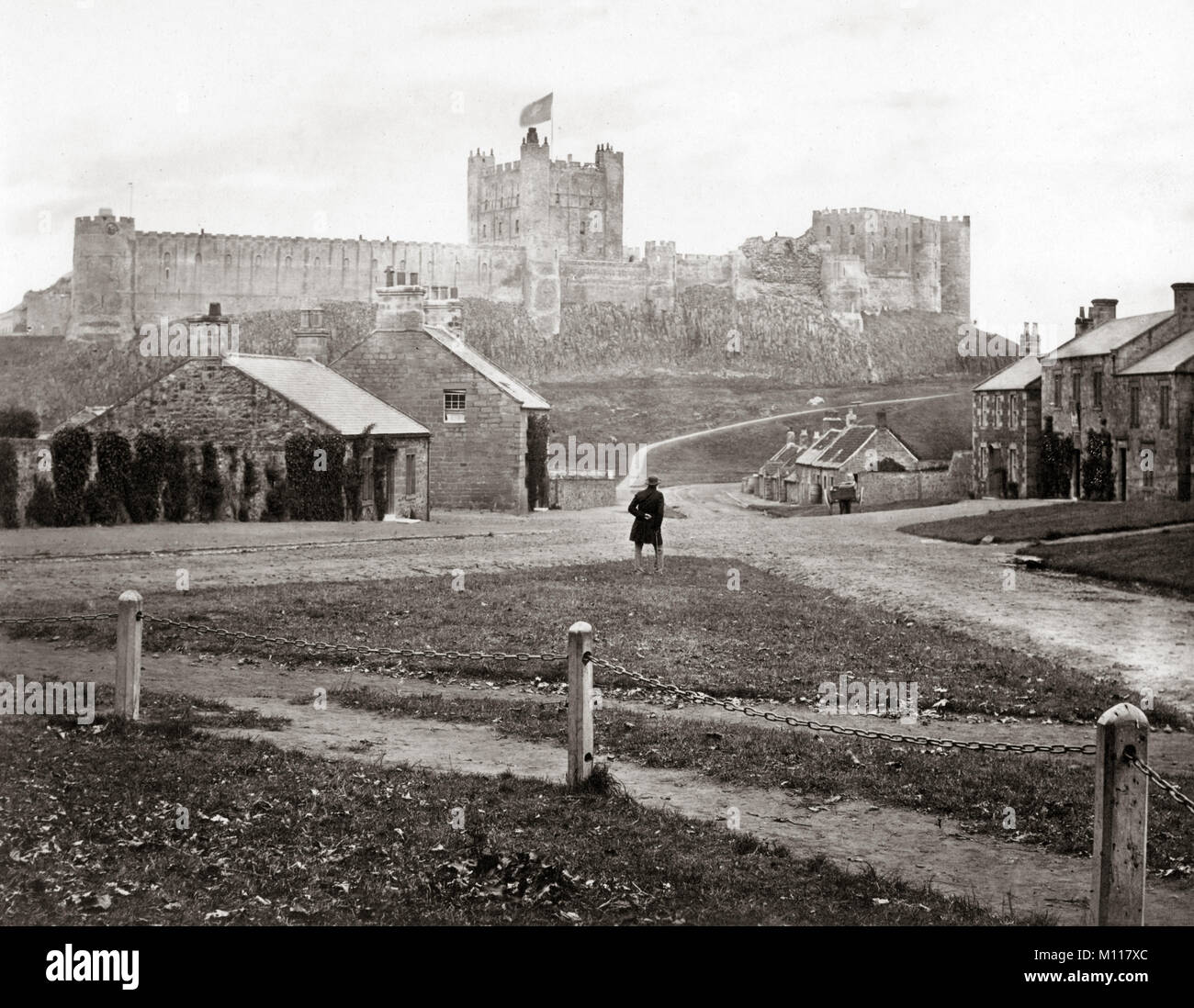 Château de Bamborough, Northumberland, c.1870's Banque D'Images