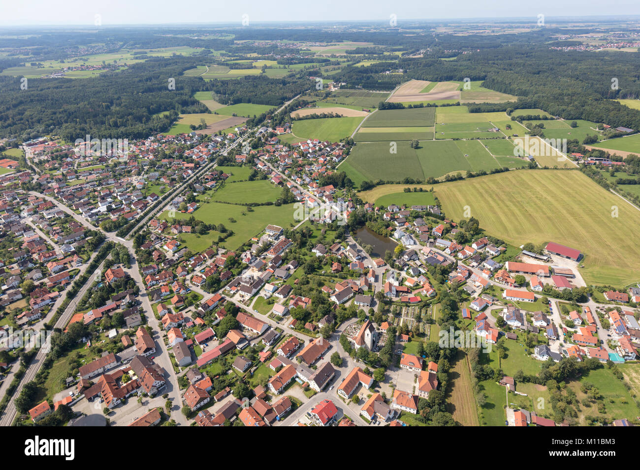 Vue aérienne de Türkenfeld, Bavière, Allemagne Banque D'Images