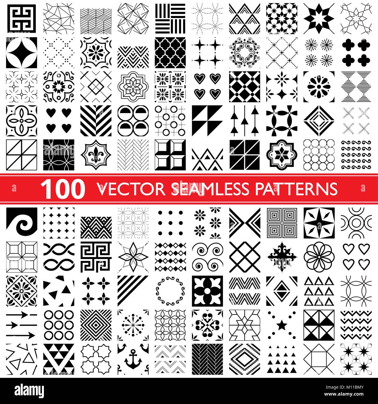 100 vector pattern géométrique transparente collection, des modèles universels, carreaux et wallpapers - Big Pack Illustration de Vecteur