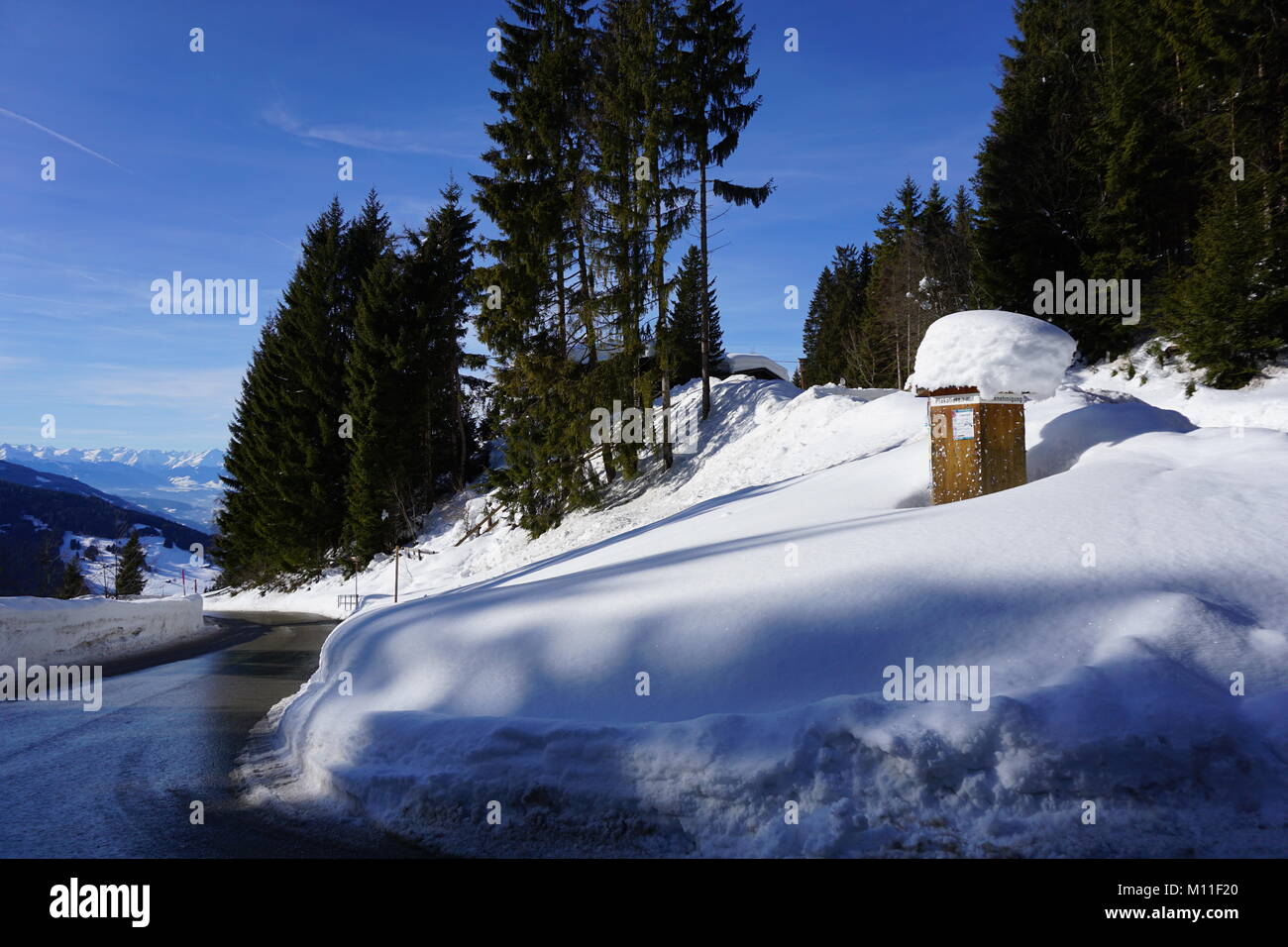 Schwaz Tyrol Pillberg ski hiver 2018 avec beaucoup de neige Banque D'Images