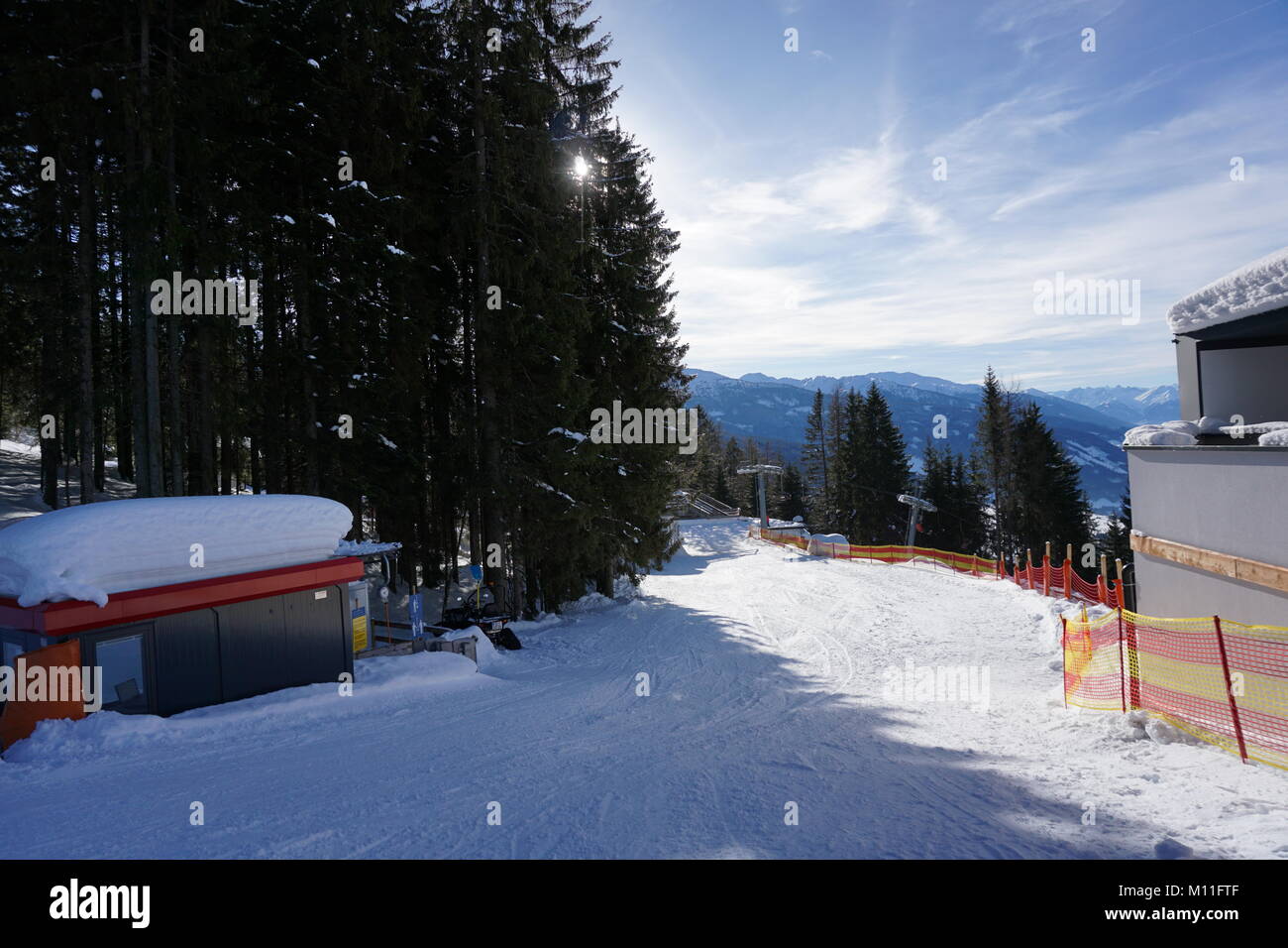 Schwaz Tyrol Pillberg ski hiver 2018 avec beaucoup de neige Banque D'Images