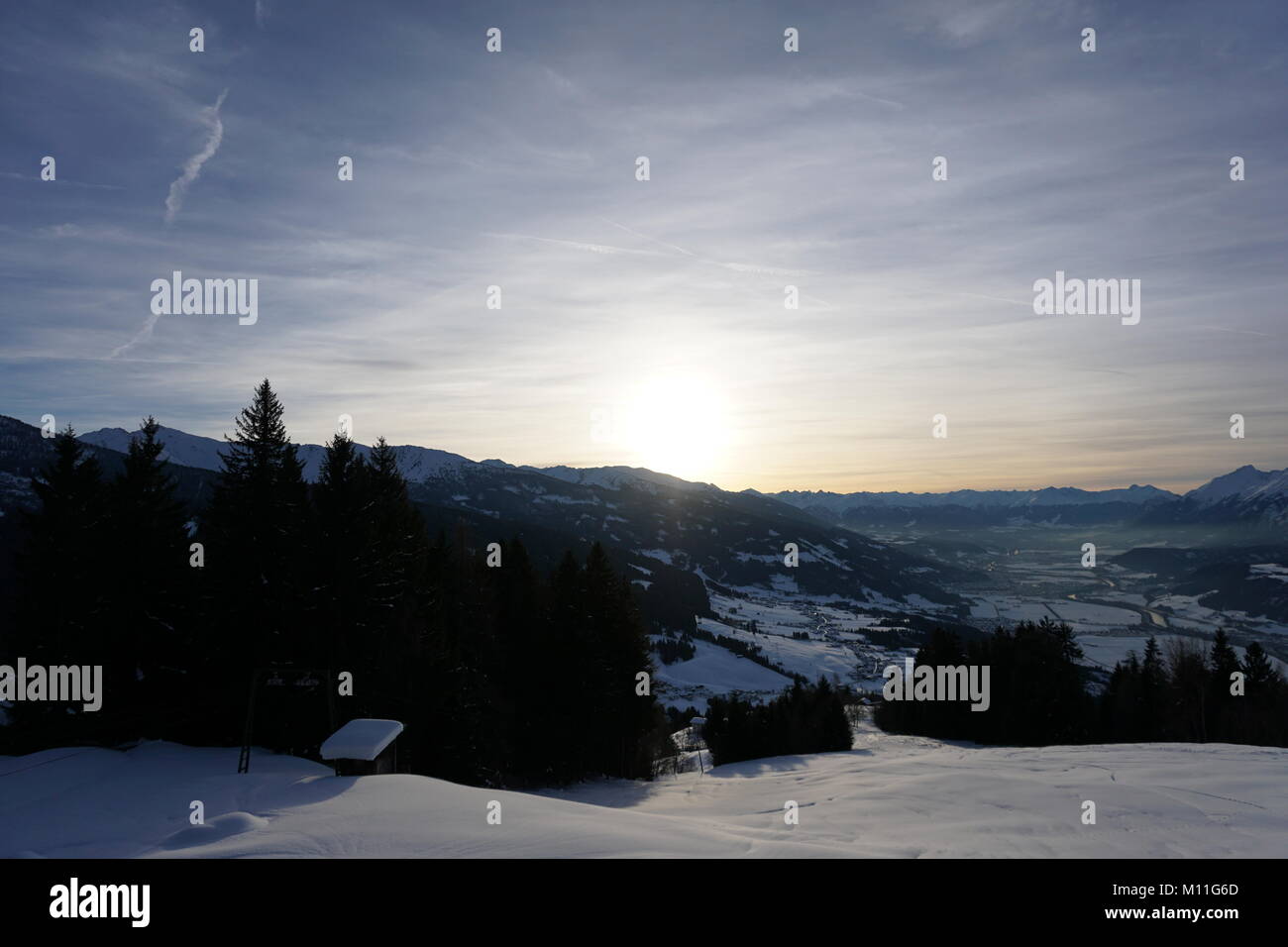 Schwaz Tyrol Pillberg ski hiver 2018 avec beaucoup de neige Banque D'Images