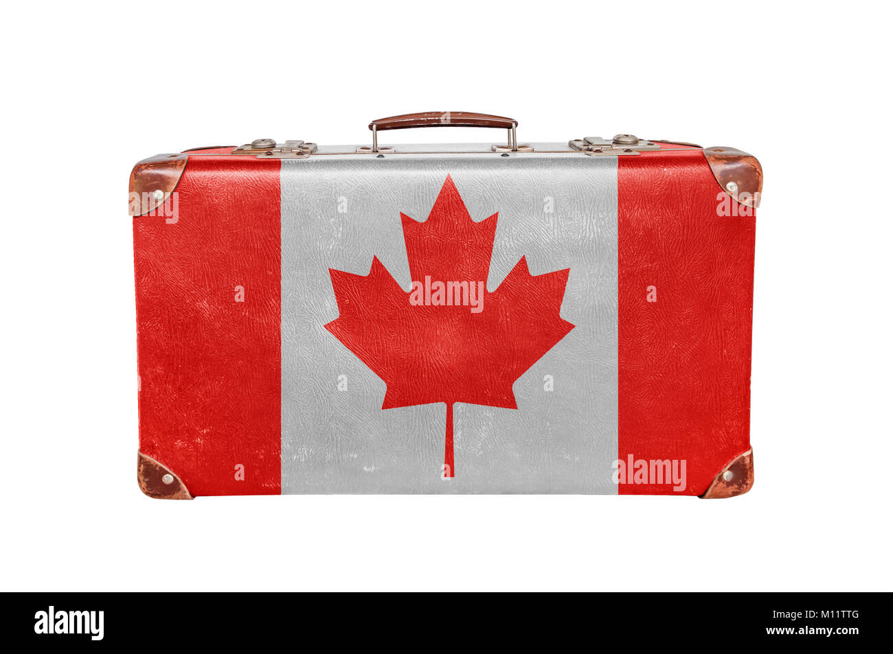 Vintage suitcase avec drapeau Canada Banque D'Images