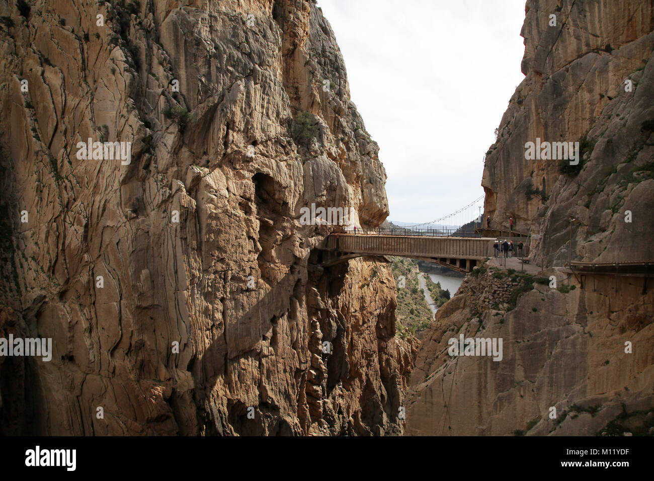 Caminito del Rey ou Camino.un chemin de randonnée ou promenade aménagée le long de la gorge de El Chorro, Malaga Espagne.2,9 km distance. Banque D'Images