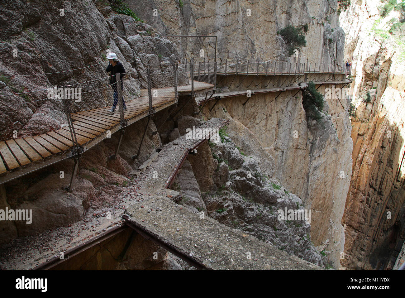 Caminito del Rey ou Camino.un chemin de randonnée ou promenade aménagée le long de la gorge de El Chorro, Malaga Espagne.2,9 km distance. Banque D'Images