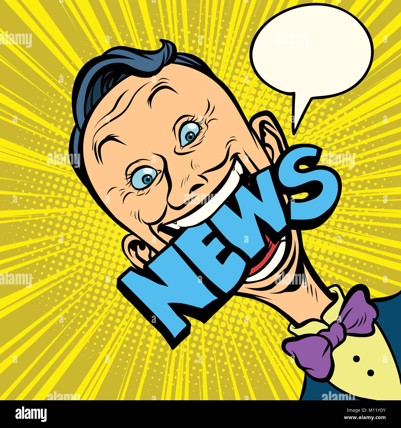 News pop art homme. media journaliste. Caricature de bande dessinée illustration rétro Illustration de Vecteur