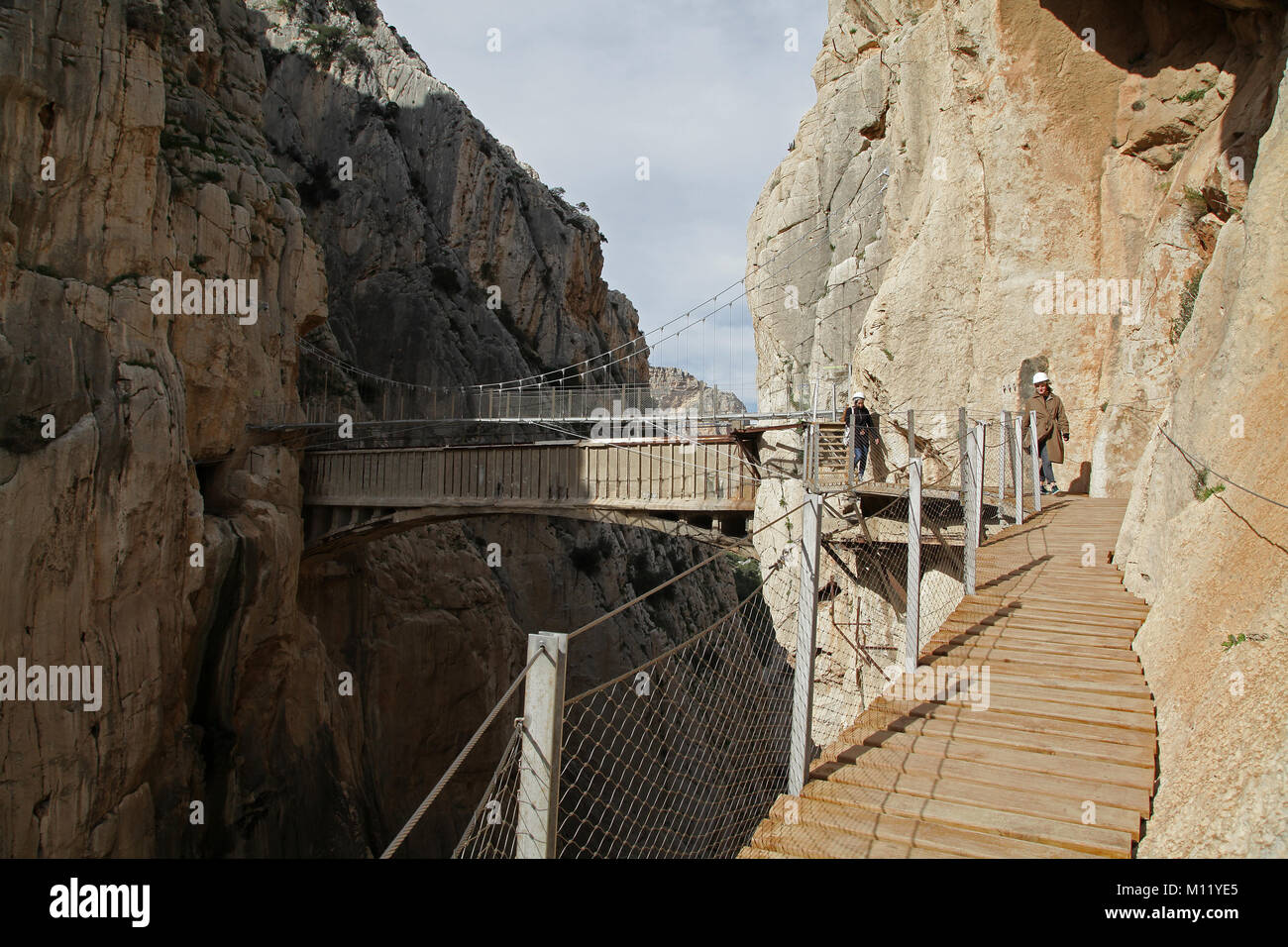 Caminito del Rey ou Camino.un chemin de randonnée ou promenade aménagée le long de la gorge de El Chorro, Malaga Espagne.2,9 km distance. Banque D'Images
