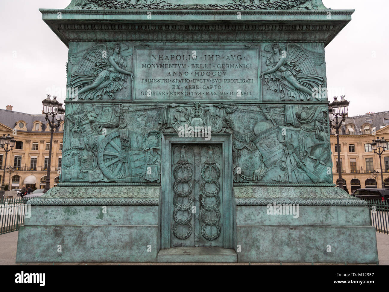 Colonne de la victoire,colonne Vendôme, Place Vendôme,Socle,Paris,France Banque D'Images