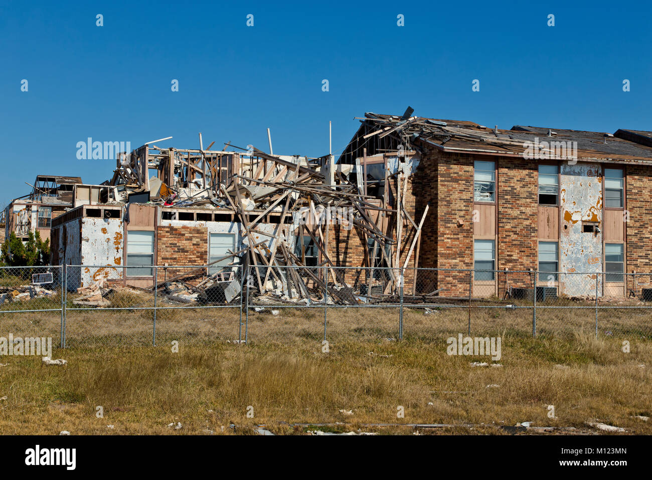Salt Grass Landing complexe d'appartements multiples totalement détruit par l'ouragan Harvey, août 2017. Banque D'Images