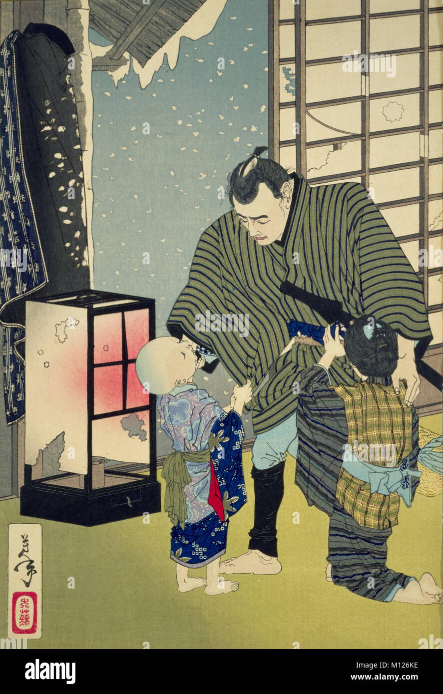 L'histoire de Sakura par Tsukioka Yoshitoshi, Sogo période Meiji, Collection Privée Banque D'Images