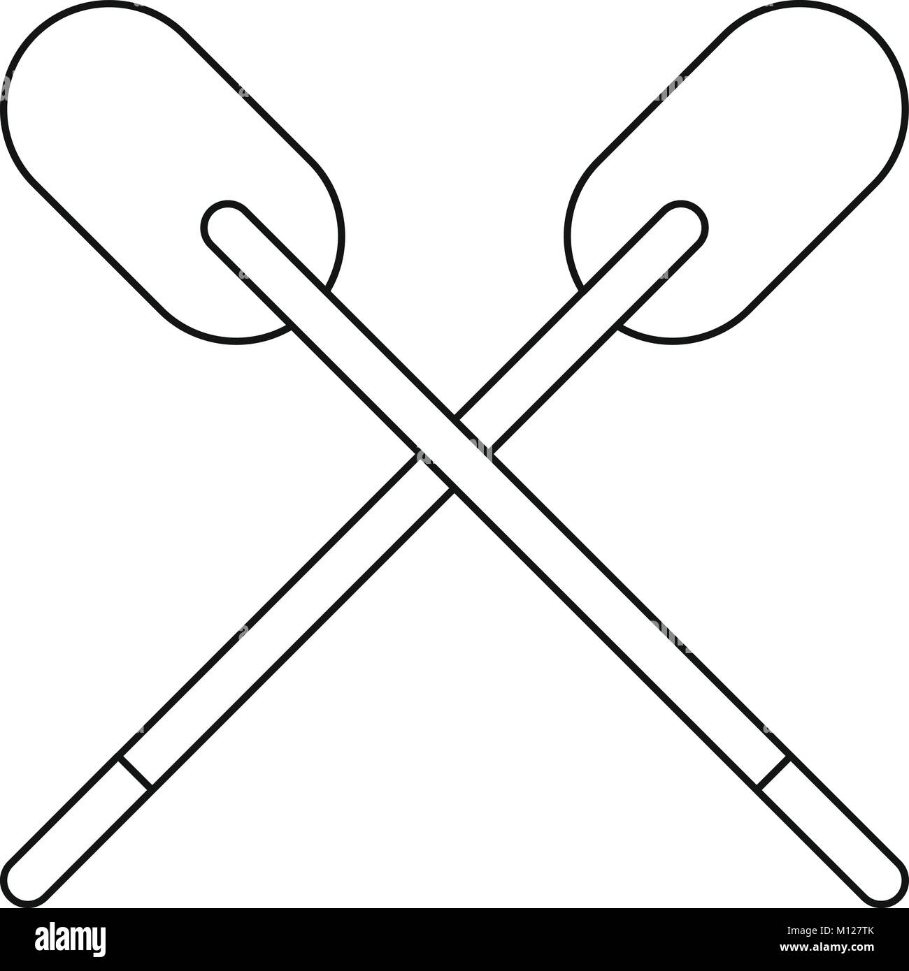 Deux rames croisées en bois contour icône Illustration de Vecteur