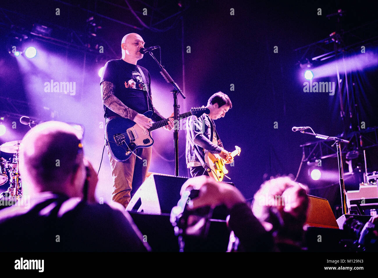 Billy Corgan et chanteur du groupe de rock américain The Smashing Pumpkins ont formé le groupe en 1988 et à nouveau en 2005 après une rupture dans l'année 2000. Pologne 2013. Banque D'Images