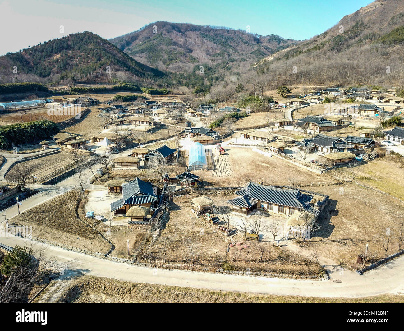 Obong-Ri Wanggok ou Village, village, maison traditionnelle coréenne, la province de Gangwon-do, Corée du Sud Banque D'Images