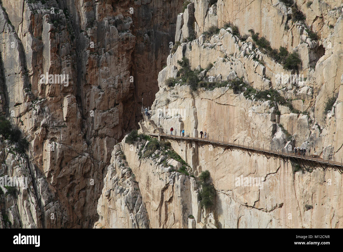 Caminito del Rey ou Camino.un chemin de randonnée ou promenade aménagée le long de la gorge de El Chorro, Malaga Espagne.2,9 km distance. Banque D'Images