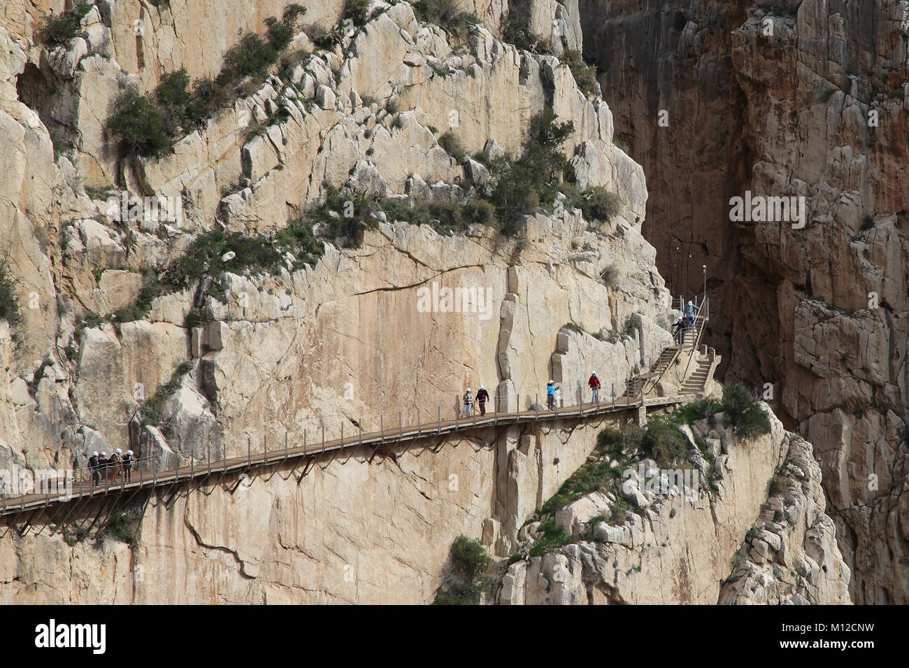 Caminito del Rey ou Camino.un chemin de randonnée ou promenade aménagée le long de la gorge de El Chorro, Malaga Espagne.2,9 km distance. Banque D'Images