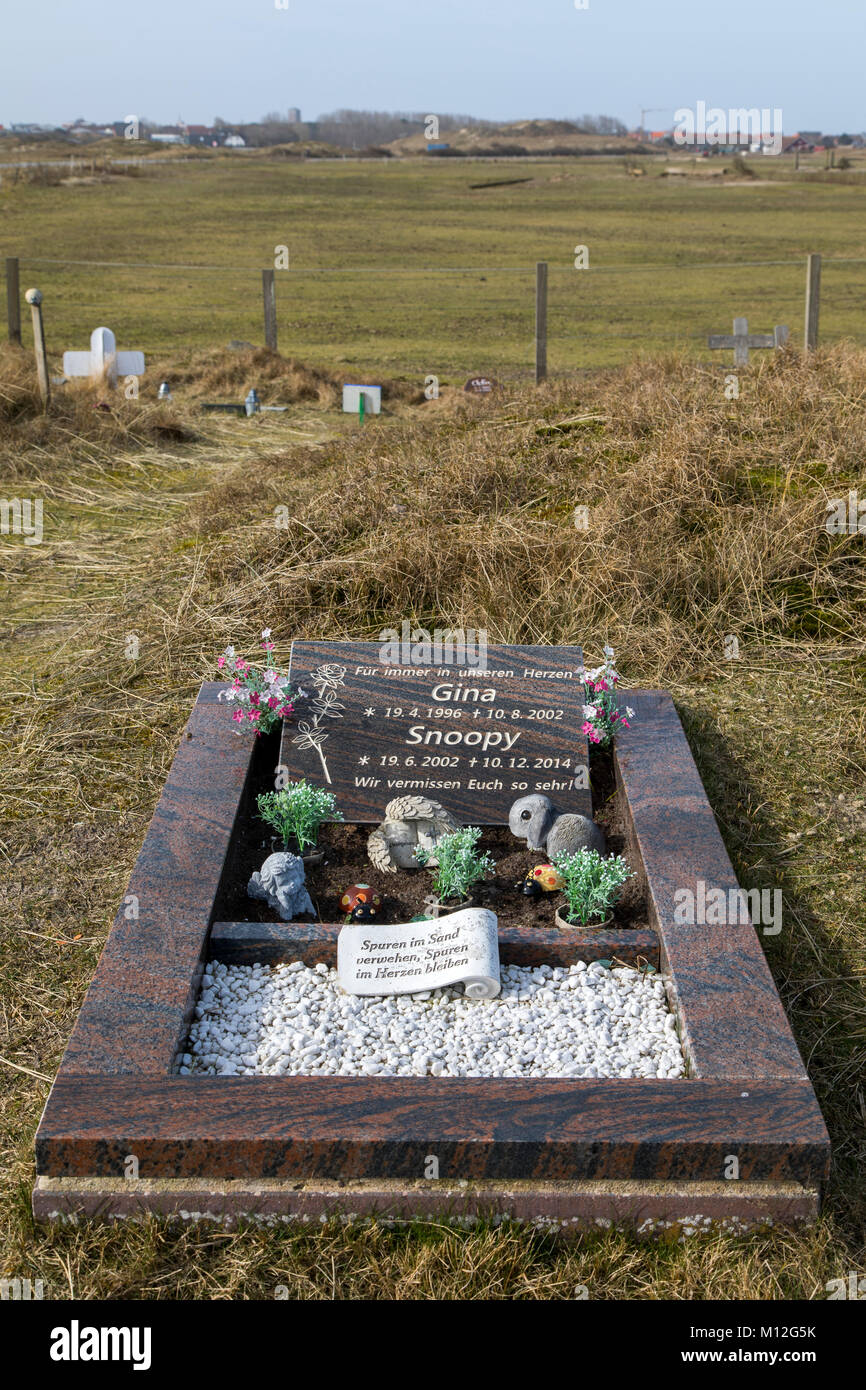 La Frise orientale de l'île de la mer du Nord, l'Allemagne, Norderney cimetière des animaux dans les dunes, Banque D'Images